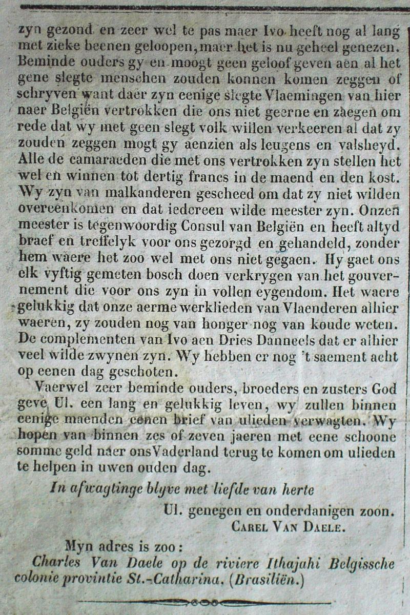 Carel Van Daele carta 1848.03.16