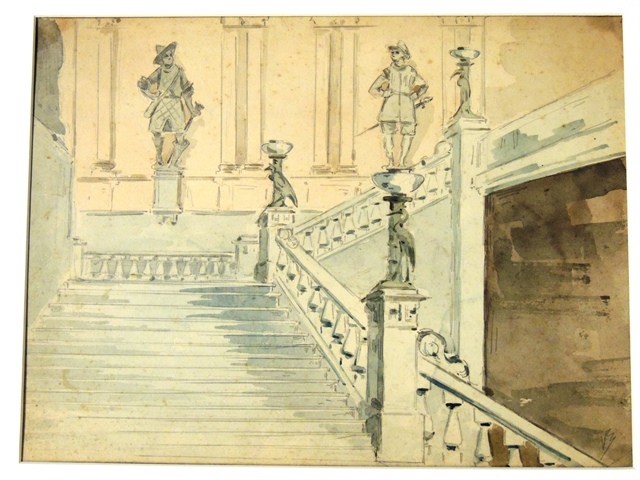 Escadaria com vasos Museu Paulista van Emelen