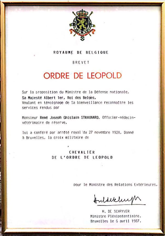 Straunard René Ordre de Leopold