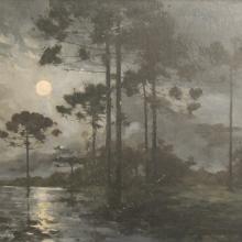 Van Emelen Adrien Paisagem com araucárias e lua cheia