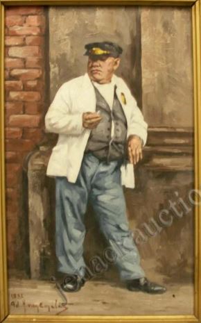 Ad. H. van Emelen painting Trolley COnductor
